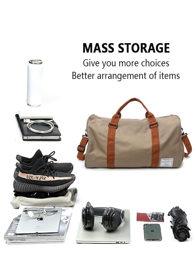 وهاواي Lightweight Sports Gym Bag with Shoes Compartment Gym Duffel Bag Overnight Shoulder Bag Yoga Bag Travel Bags for Men and Women Khaki - Image 5