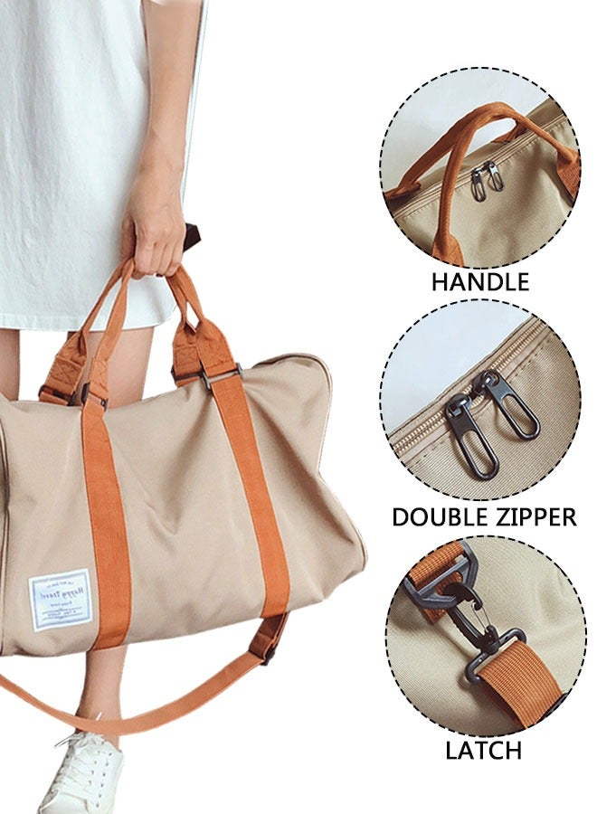 وهاواي Lightweight Sports Gym Bag with Shoes Compartment Gym Duffel Bag Overnight Shoulder Bag Yoga Bag Travel Bags for Men and Women Khaki - Image 3