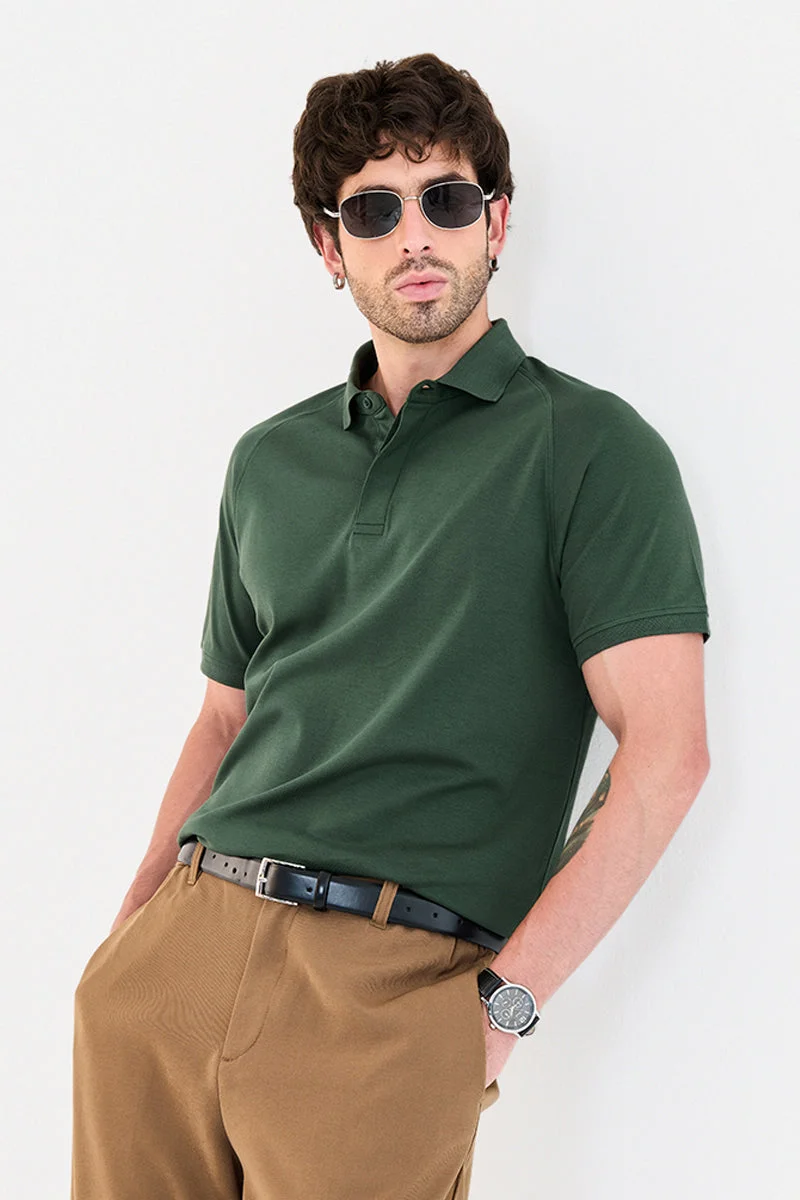 سنيتش Green Solid Half Sleeve Regular Fit Core Lab T-Shirt