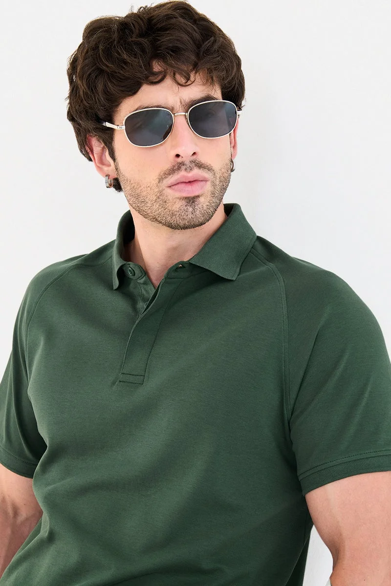 سنيتش Green Solid Half Sleeve Regular Fit Core Lab T-Shirt