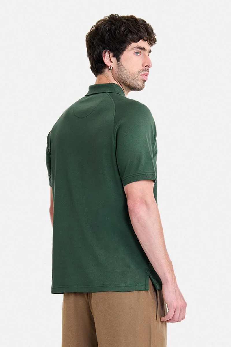 SNITCH Green Green Solid Half Sleeve Regular Fit Core Lab T-Shirt for Men | Best Price UAE