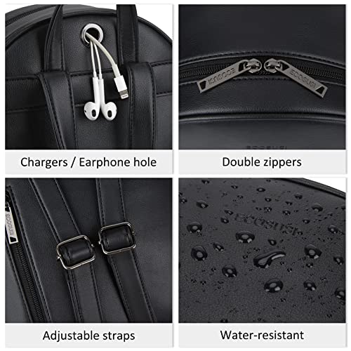 ECOSUSI Women Backpack Purse Water Resistant PU Leather Backpack Fashion Rucksack Ladies College Daypack with Tassel,2 Pcs - Image 5