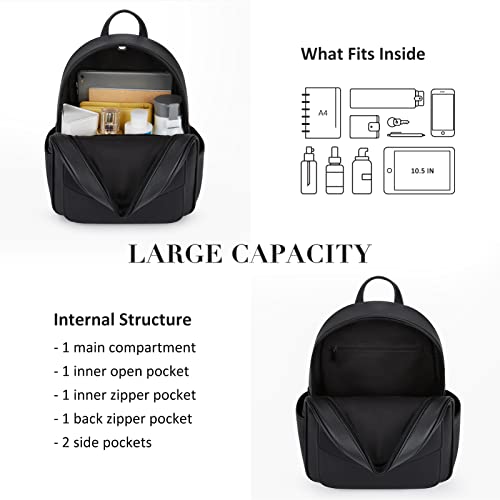 ECOSUSI Women Backpack Purse Water Resistant PU Leather Backpack Fashion Rucksack Ladies College Daypack with Tassel,2 Pcs - Image 4