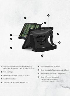 Urban Armor Gear UAG Plasma Microsoft Surface Pro 11 / 10 / 9 Case Built-in Kickstand with Hand & Shoulder Strap Pen Holder Rugged Heavy Duty Protective cover - Black | Ice  - Image 2