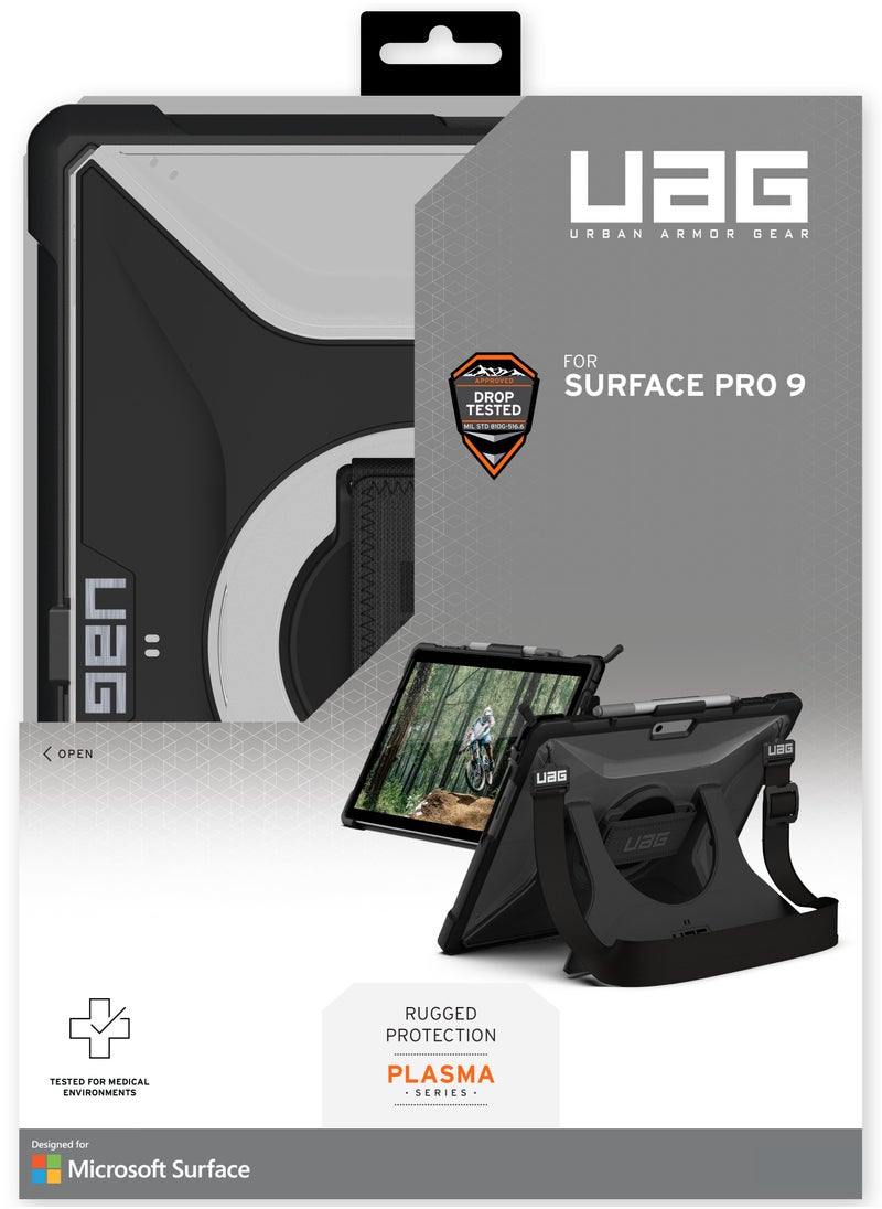 Urban Armor Gear - UAG Plasma Microsoft Surface Pro 11 / 10 / 9 Case Built-in Kickstand with Hand & Shoulder Strap Pen Holder Rugged Heavy Duty Protective cover - Black | Ice - Image 1