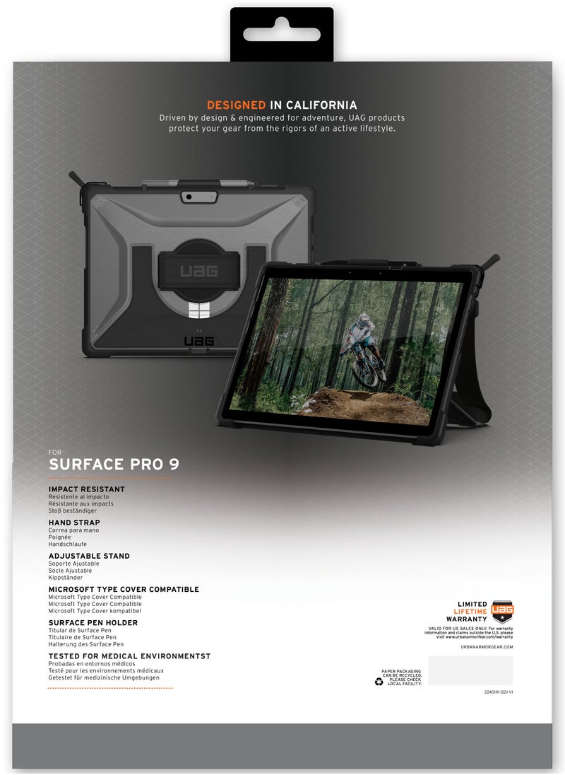 Urban Armor Gear - UAG Plasma Microsoft Surface Pro 11 / 10 / 9 Case Built-in Kickstand with Hand & Shoulder Strap Pen Holder Rugged Heavy Duty Protective cover - Black | Ice - Image 1