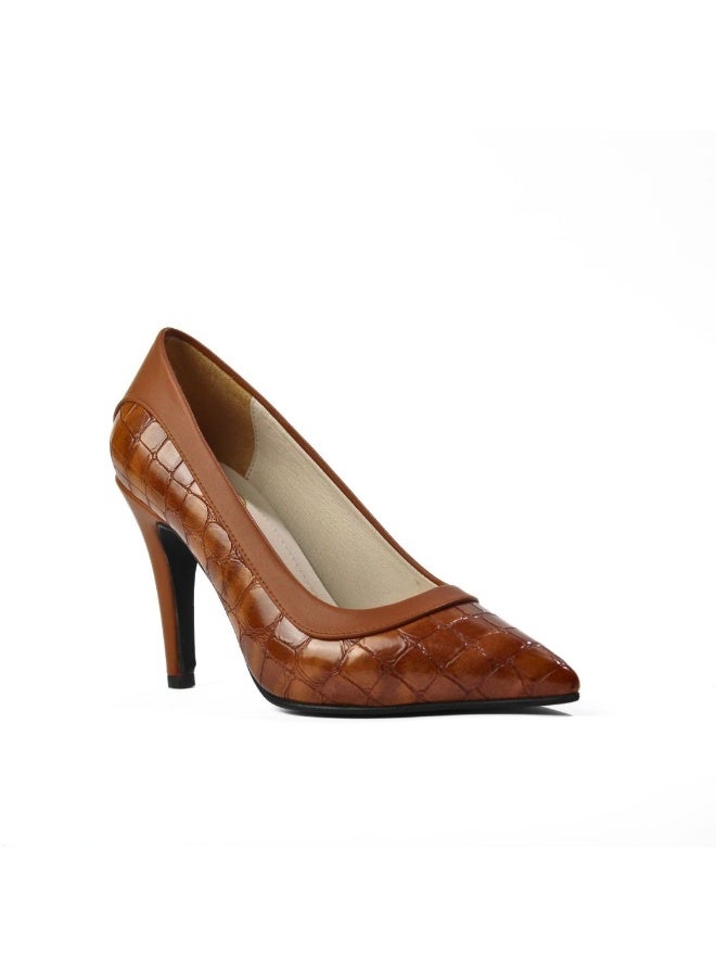 Crocodile Leather Heels – 9 cm -camel - Image 4