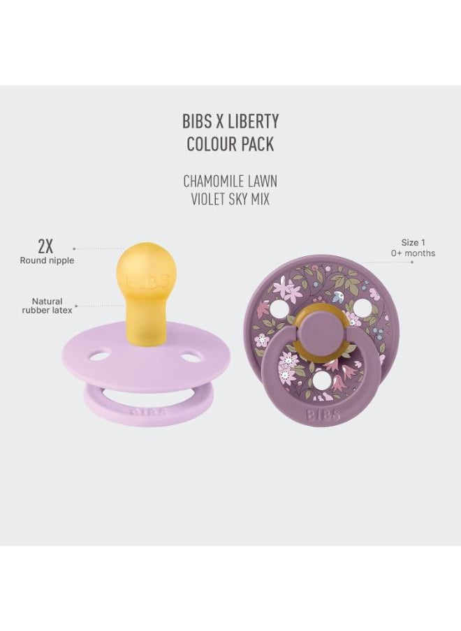 BIBS Pack of 2 X Liberty Colour Camomile Lawn Latex Size 1 Violet Sky Mix  - Image 4