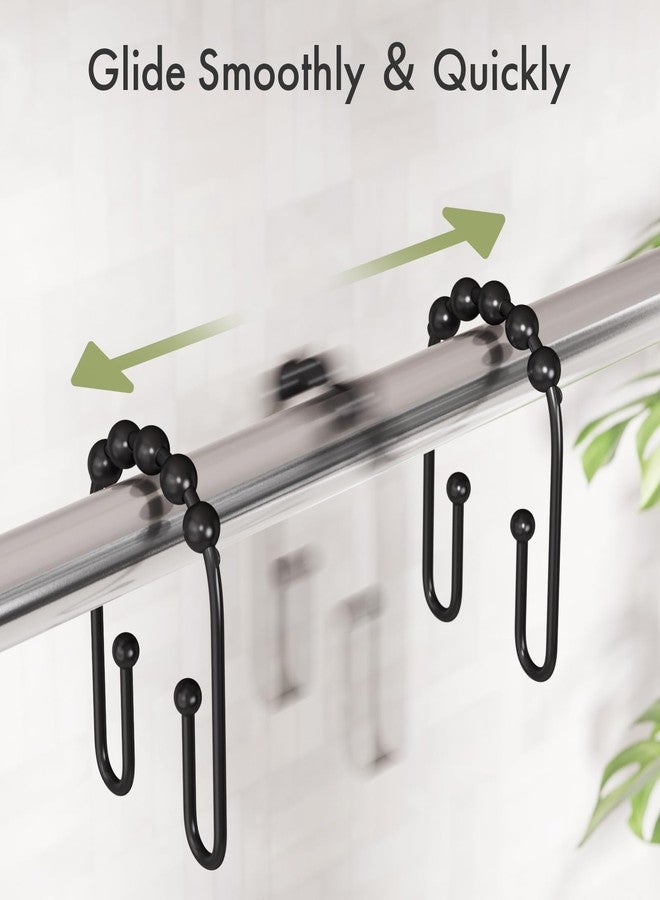 AmazerBath Shower Curtain Hooks, Black Rust Proof Non-Slip Double Hooks for Shower Curtain, Sturdy Metal Rings Bathroom 12Pcs - Image 4