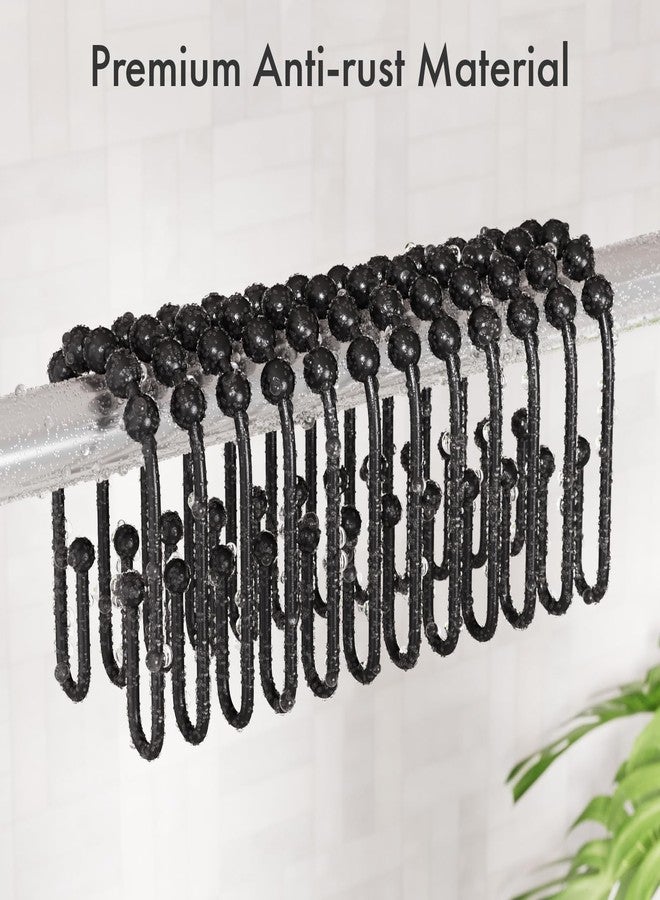 AmazerBath Shower Curtain Hooks, Black Rust Proof Non-Slip Double Hooks for Shower Curtain, Sturdy Metal Rings Bathroom 12Pcs - Image 5