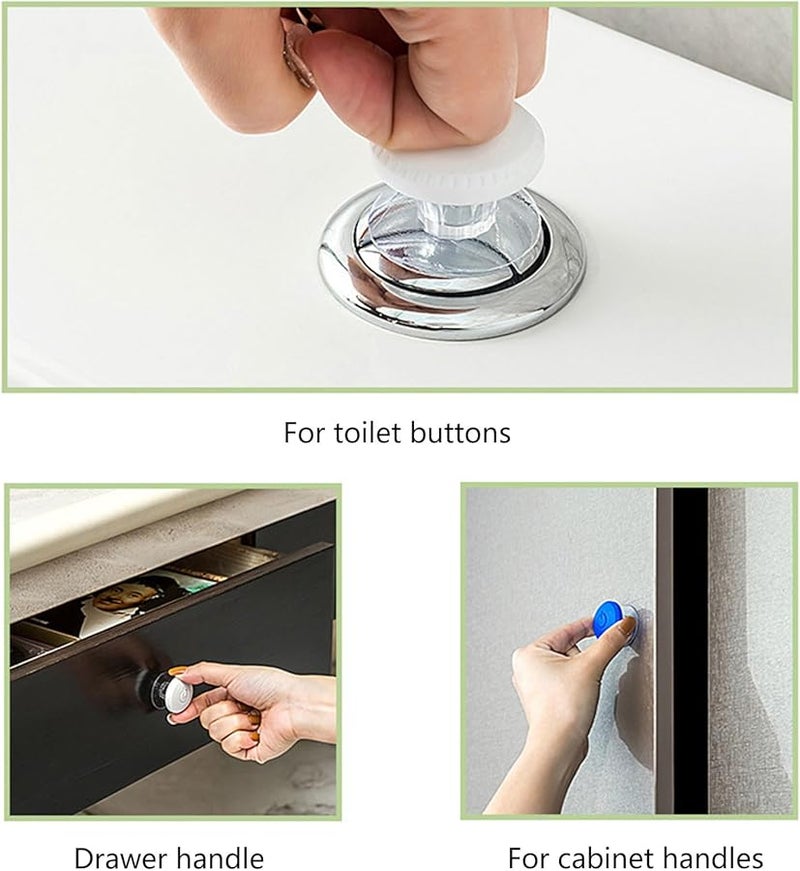 زر الحمام الأزرق للضغط مقبض لاصق 5 قطع جهاز مساعد لتوفير المياه في الحمام - Image 3