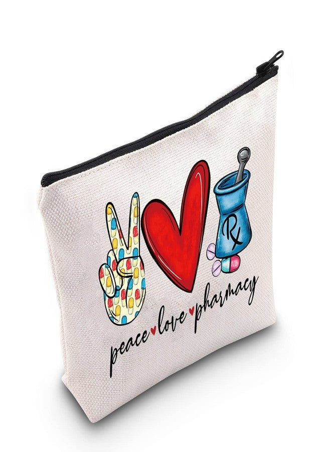 LEVLO Pharmacist RX Cosmetic Make up Bag Pharmacy Technician Gift Peace Love Pharmacy Makeup Zipper Pouch Bag For Graduation Birthday (Peace Love Pharmacy) - Image 1