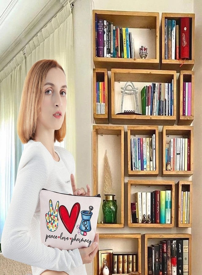 LEVLO Pharmacist RX Cosmetic Make up Bag Pharmacy Technician Gift Peace Love Pharmacy Makeup Zipper Pouch Bag For Graduation Birthday (Peace Love Pharmacy) - Image 5