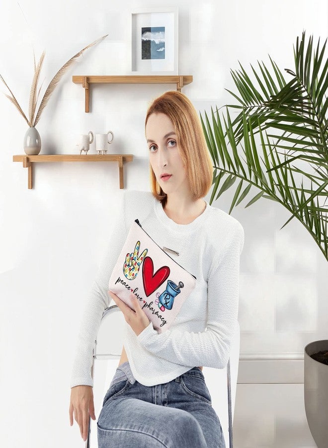 LEVLO Pharmacist RX Cosmetic Make up Bag Pharmacy Technician Gift Peace Love Pharmacy Makeup Zipper Pouch Bag For Graduation Birthday (Peace Love Pharmacy) - Image 4