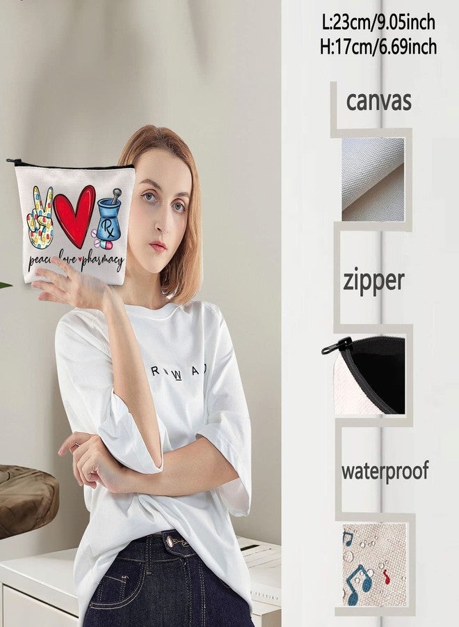 LEVLO Pharmacist RX Cosmetic Make up Bag Pharmacy Technician Gift Peace Love Pharmacy Makeup Zipper Pouch Bag For Graduation Birthday (Peace Love Pharmacy) - Image 3