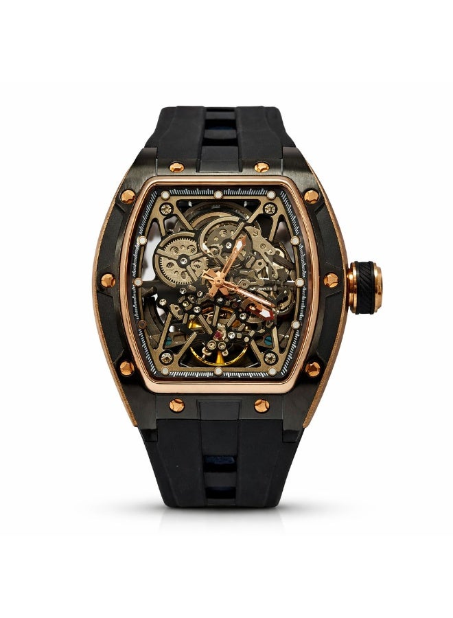 TOMRICH Phantom Skeleton Automatic Watch for Men – Luxury Tonneau Dial, Black Silicone Strap, Stainless Steel Case, 30M Water Resistant - Image 1