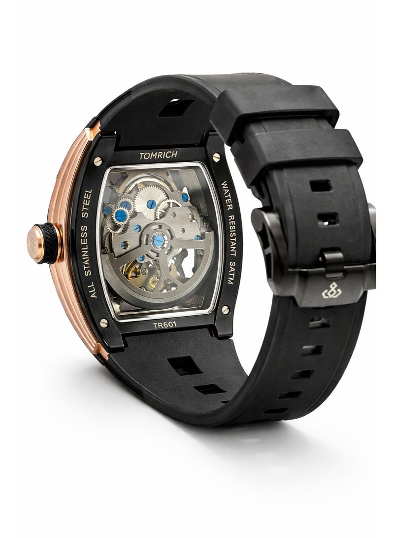 TOMRICH Phantom Skeleton Automatic Watch for Men – Luxury Tonneau Dial, Black Silicone Strap, Stainless Steel Case, 30M Water Resistant - Image 4