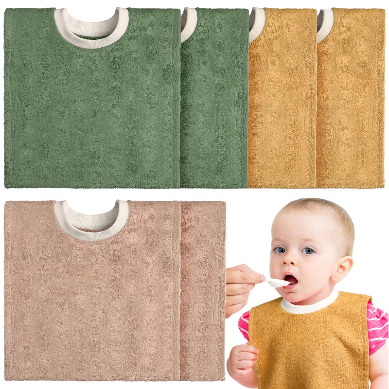 Foaincore 6 Pcs Pullover Baby Bibs Cotton Terry Toddler Absorbent Infant for Feeding and Drooling Towel Slip on Bib(Lively Color) - Image 1
