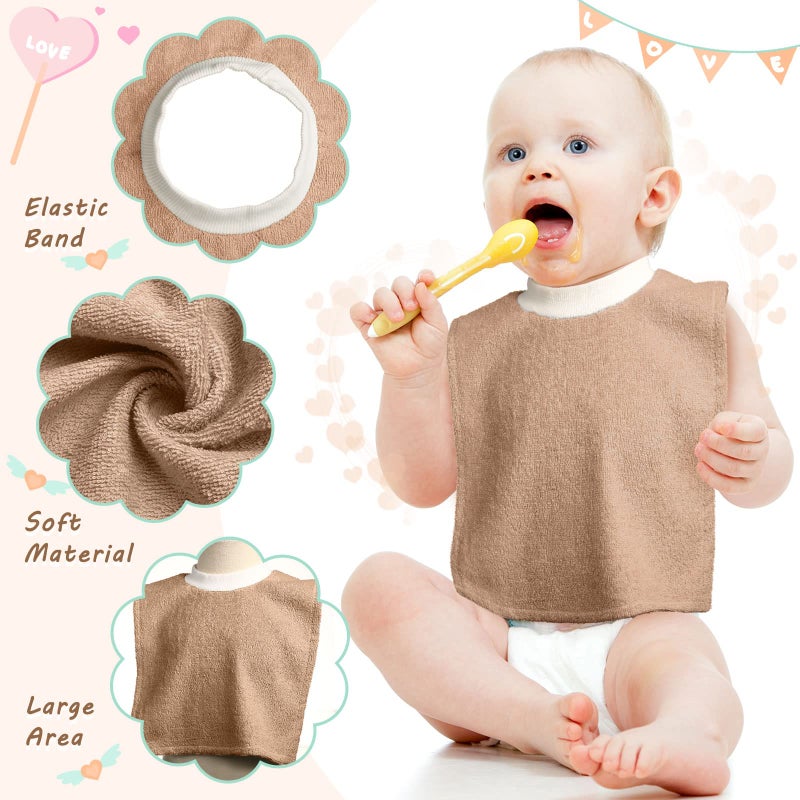 Foaincore 6 Pcs Pullover Baby Bibs Cotton Terry Toddler Absorbent Infant for Feeding and Drooling Towel Slip on Bib(Lively Color) - Image 4