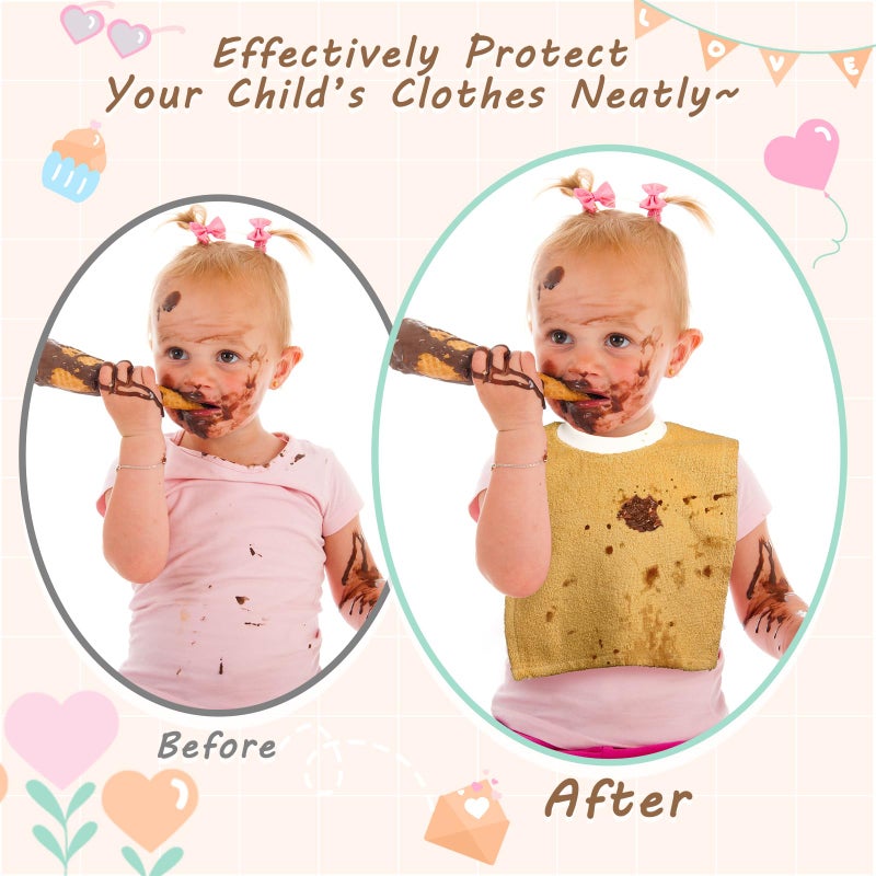 Foaincore 6 Pcs Pullover Baby Bibs Cotton Terry Toddler Absorbent Infant for Feeding and Drooling Towel Slip on Bib(Lively Color) - Image 3