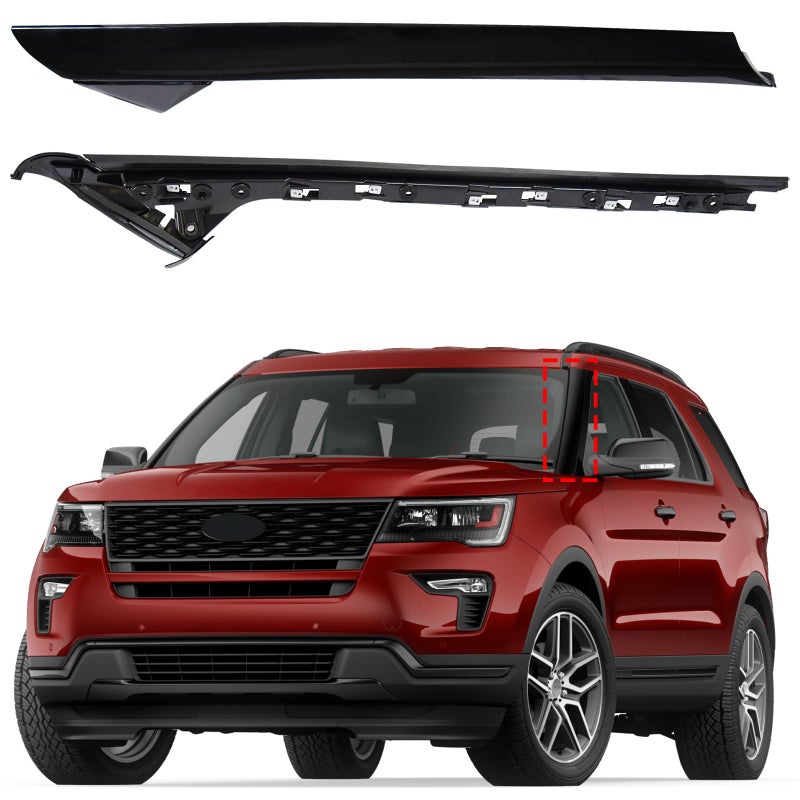 POSENG Left Front Windshield APillar Molding Trim Panel Compatible with Ford Explorer 20112019 4Door Replaces BB5Z7803145AA BB5Z7803137AB BB5Z7803145BA Inner Outer HTRACING Gloss Black FLH