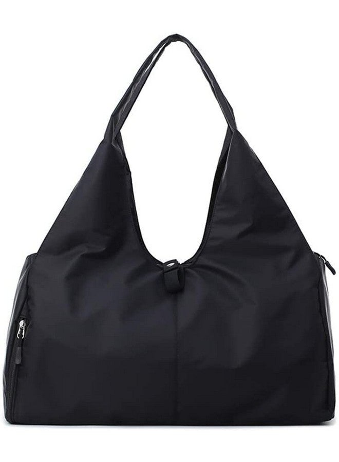 WANQLYN Sport Gym Bag Travel Yoga Camping Large Shoulder Duffle Bags Lightweight Canvas Tote Bag Holdall for Men and Women (Black) - Image 1