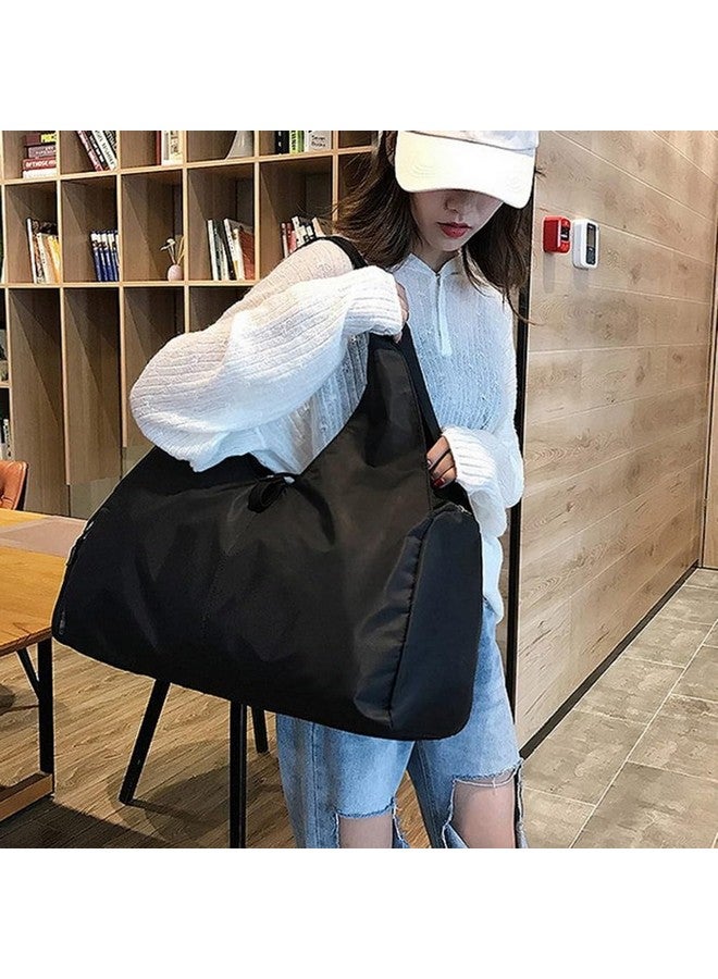WANQLYN Sport Gym Bag Travel Yoga Camping Large Shoulder Duffle Bags Lightweight Canvas Tote Bag Holdall for Men and Women (Black) - Image 4