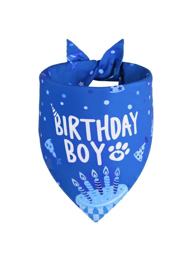Agroon Dog Birthday Bandana Blue Boy XLarge 1PCS, Durable Triangle Reversible Scarf Bibs Handkerchief for Puppy Pet - Image 1