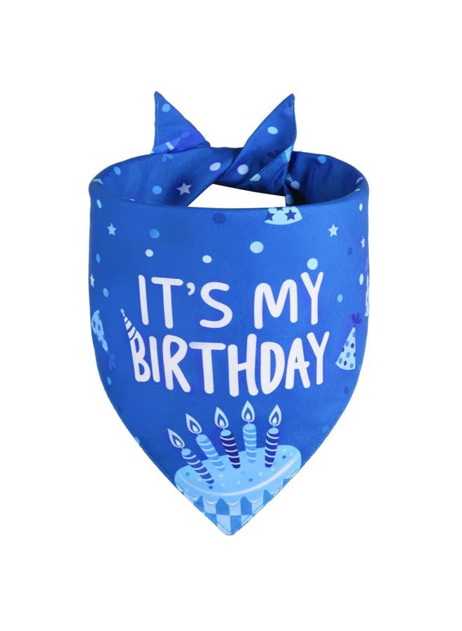 Agroon Dog Birthday Bandana Blue Boy XLarge 1PCS, Durable Triangle Reversible Scarf Bibs Handkerchief for Puppy Pet - Image 2