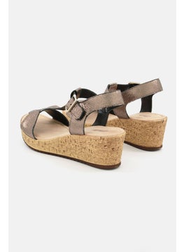clarks Women Rissa Sun Adjustable Buckle Wedge Sandals, Beige Combo  - Image 2
