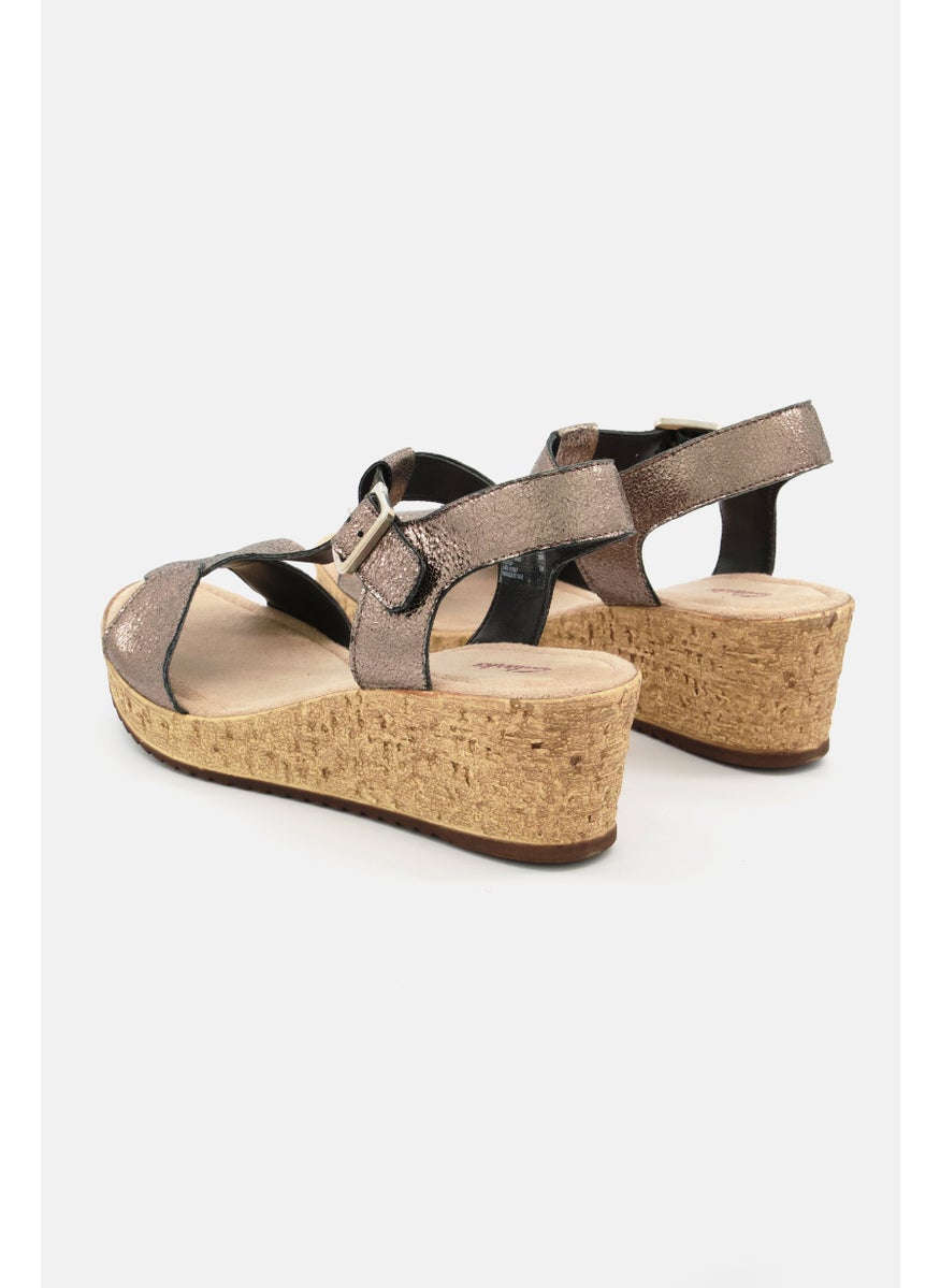 clarks Women Rissa Sun Adjustable Buckle Wedge Sandals, Beige Combo  - Image 2