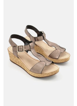 clarks Women Rissa Sun Adjustable Buckle Wedge Sandals, Beige Combo  - Image 1