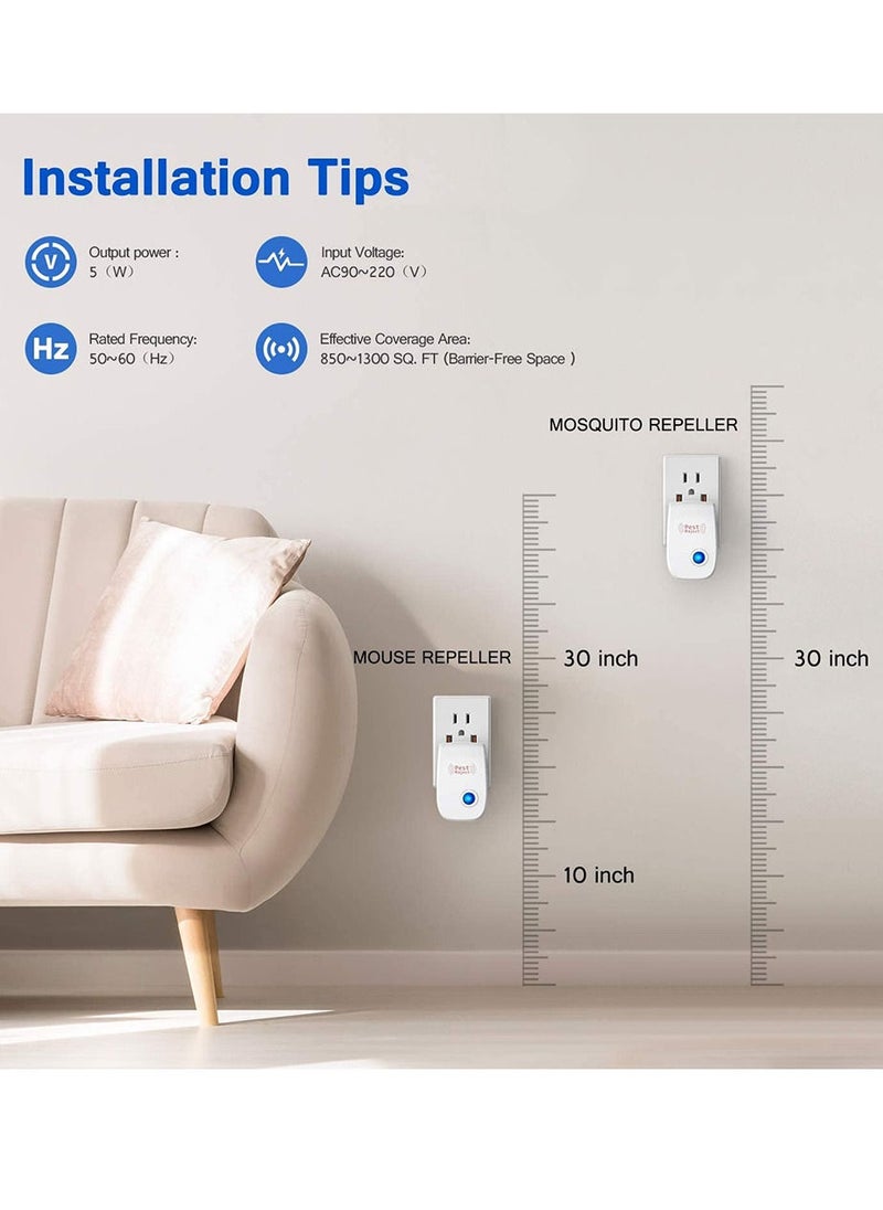 Electronic Ultrasonic Pest Repeller Indoor Plug in Repellent for Mice Cockroach Spider Ant Mosquito Bug Insect