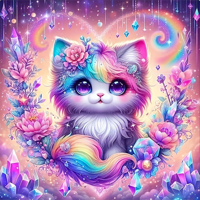 Hestarcul DIY Diamond Art Kits for Adults,5D Diamond Painting Kit for Beginner,Full Round Gem Art Paint by Diamond for Home Wall Decor,Gift for Adult. (cat) - Image 1