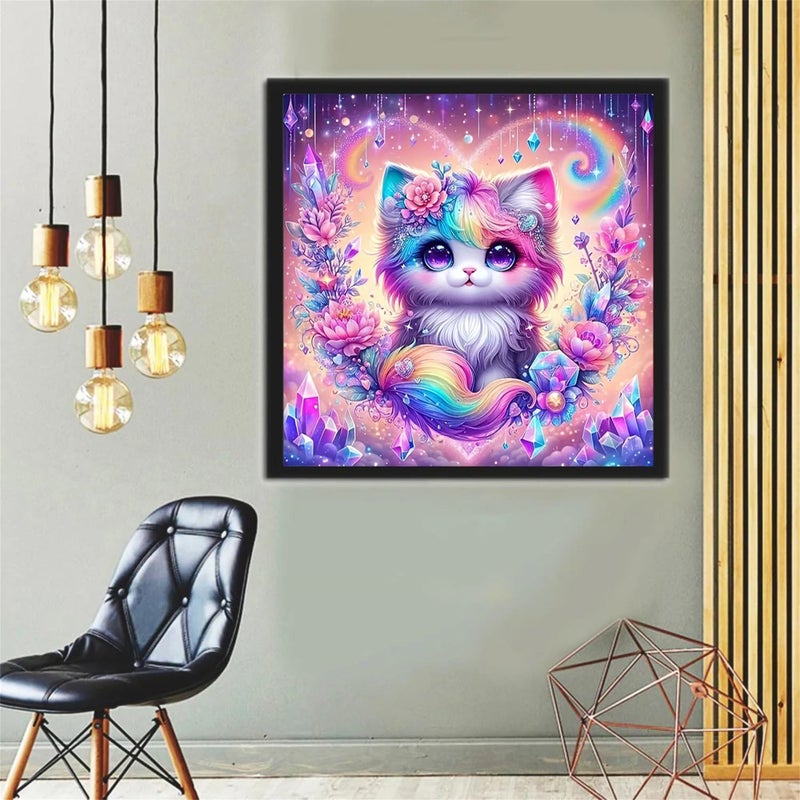 Hestarcul DIY Diamond Art Kits for Adults,5D Diamond Painting Kit for Beginner,Full Round Gem Art Paint by Diamond for Home Wall Decor,Gift for Adult. (cat) - Image 3