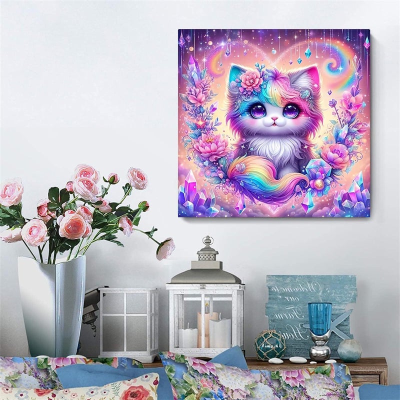 Hestarcul DIY Diamond Art Kits for Adults,5D Diamond Painting Kit for Beginner,Full Round Gem Art Paint by Diamond for Home Wall Decor,Gift for Adult. (cat) - Image 2