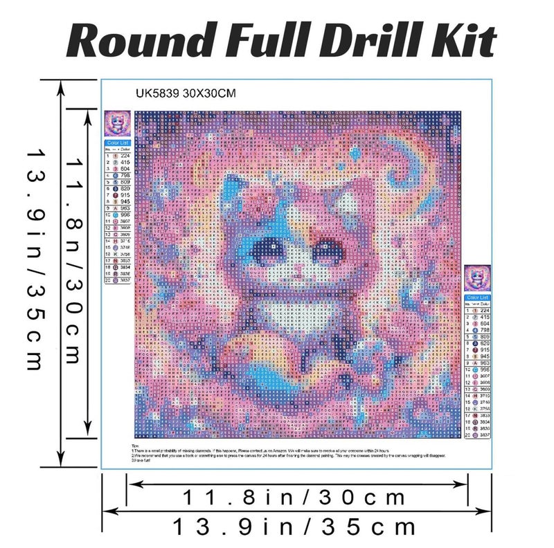 Hestarcul DIY Diamond Art Kits for Adults,5D Diamond Painting Kit for Beginner,Full Round Gem Art Paint by Diamond for Home Wall Decor,Gift for Adult. (cat) - Image 4