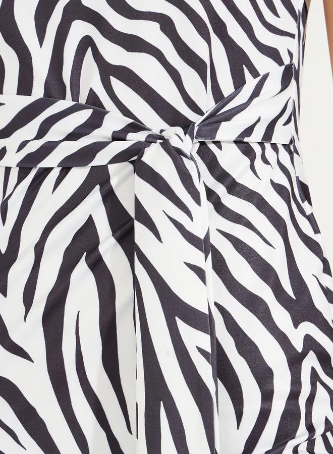 Styli Zebra Print Midi Dress