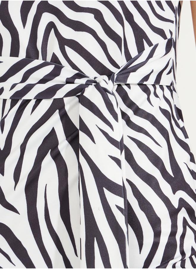 Styli - Animal Print Bodycon Midi Dress with Side Slit - Image 1