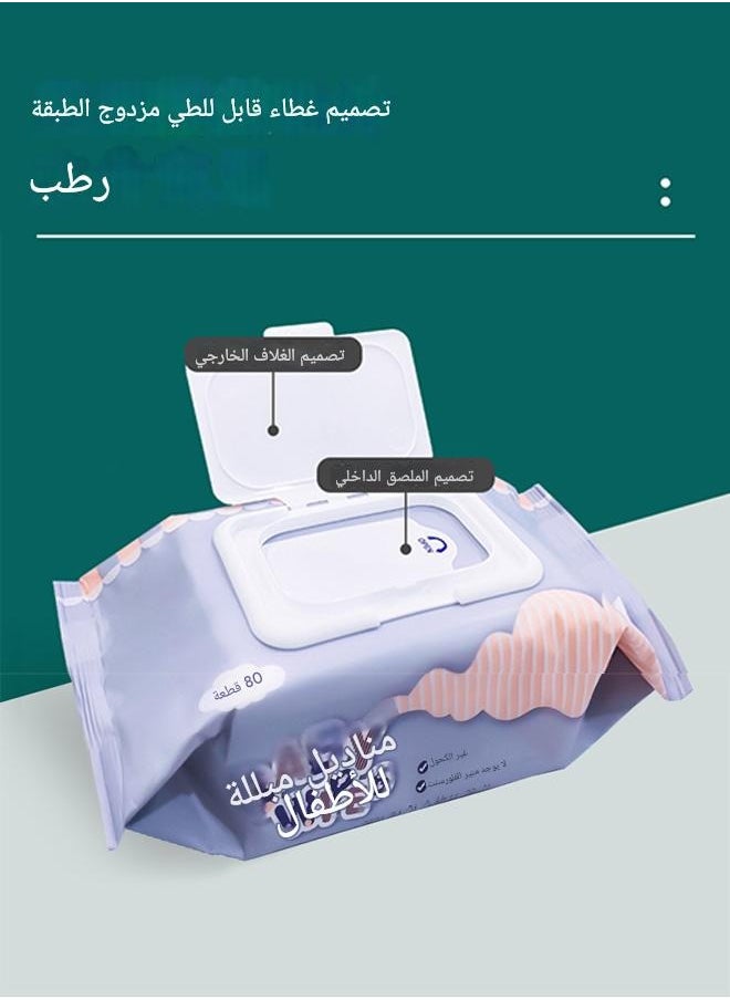 tangs - Baby Wet Wipes, 80 Sheets * 6 Packs (480 Sheets Total), Newborn & Kids Gentle Skin Care, Water-Spun Nonwoven Fabric, R0 Pure Water, Antibacterial Essence, Hypoallergenic, No Harsh Chemicals, Flip-Top Lid for Moisture Lock, Ideal for Middle East Market - Image 1