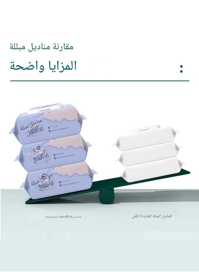 tangs - Baby Wet Wipes, 80 Sheets * 6 Packs (480 Sheets Total), Newborn & Kids Gentle Skin Care, Water-Spun Nonwoven Fabric, R0 Pure Water, Antibacterial Essence, Hypoallergenic, No Harsh Chemicals, Flip-Top Lid for Moisture Lock, Ideal for Middle East Market - Image 1