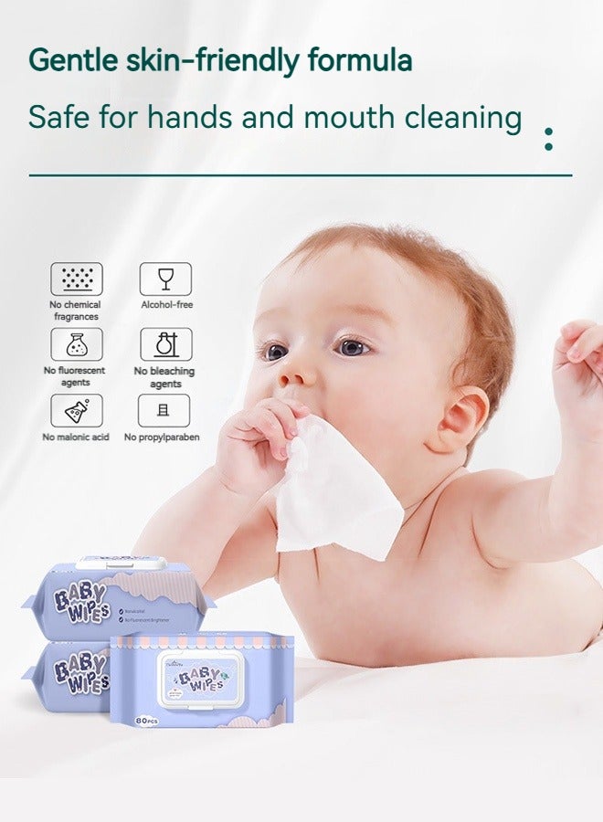tangs Original Plastic Free Baby Wipes, 480 Sheets (6 Packs x 80 Wipes), 99.9% Water Based, Unscented & Hypoallergenic for Sensitive Skin - Gentle Newborn Care, Antibacterial, Flip-Top Lid for Moisture Lock, Ideal for Dry Climate - Image 2