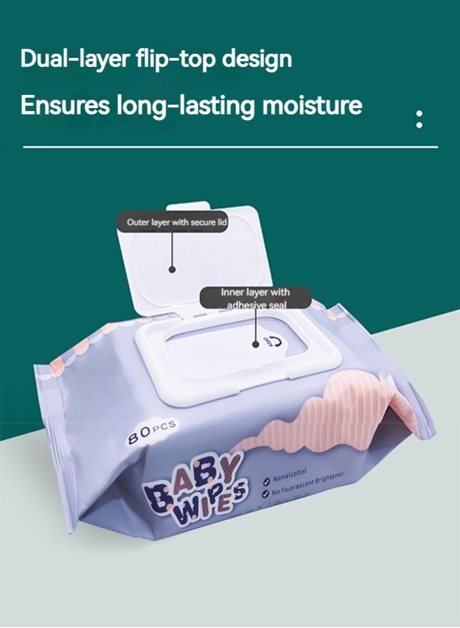 tangs Original Plastic Free Baby Wipes, 480 Sheets (6 Packs x 80 Wipes), 99.9% Water Based, Unscented & Hypoallergenic for Sensitive Skin - Gentle Newborn Care, Antibacterial, Flip-Top Lid for Moisture Lock, Ideal for Dry Climate - Image 4