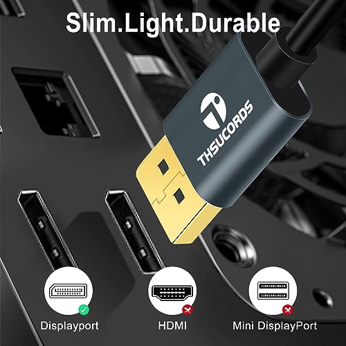 Thsucords DisplayPort Cable 1.6FT, Certified Ultra Slim & Thin 8K 4K Display Port 1.4 Cable for 8K@60Hz, 4K@144Hz 32.4Gbps for Laptop,PC,Monitor - Image 5