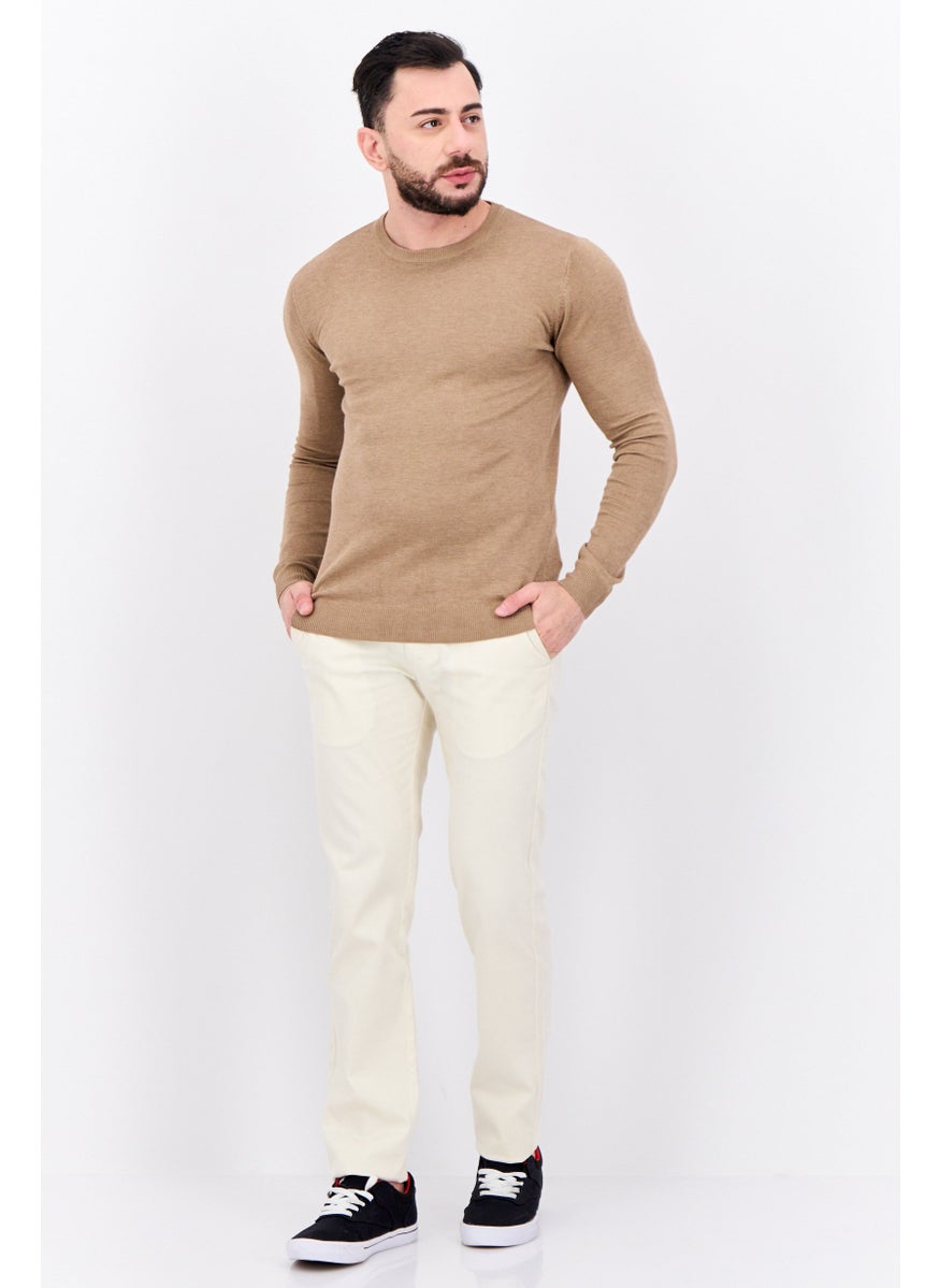 Men Crew Neck Long Sleeve Knitted Sweater, Tan - pzsku/Z54E461F4FFC9C06640D0Z/45/_/1738161466/a01fcb2d-3d08-48cf-a68f-c70102adee7f