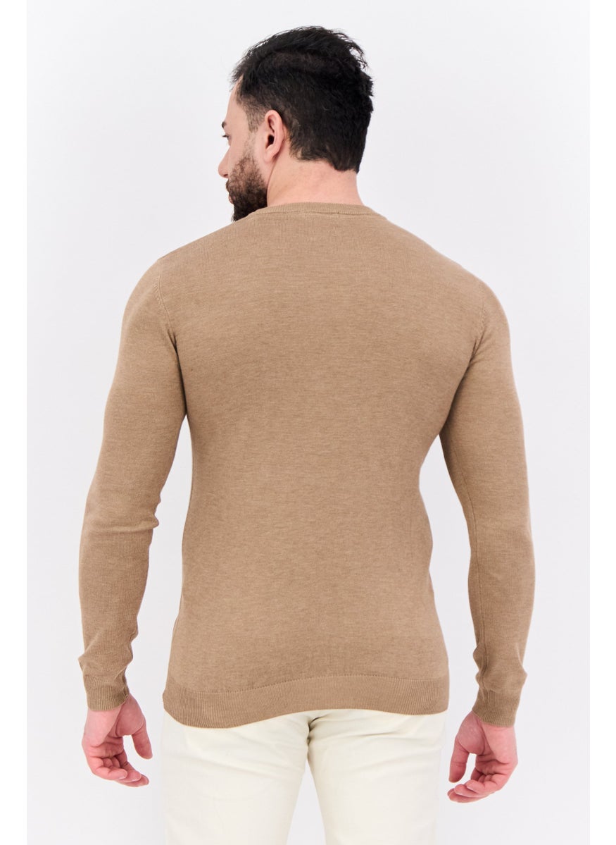 Men Crew Neck Long Sleeve Knitted Sweater, Tan - pzsku/Z54E461F4FFC9C06640D0Z/45/_/1738161518/3a543cee-cb11-403c-975f-edbbbe93a204