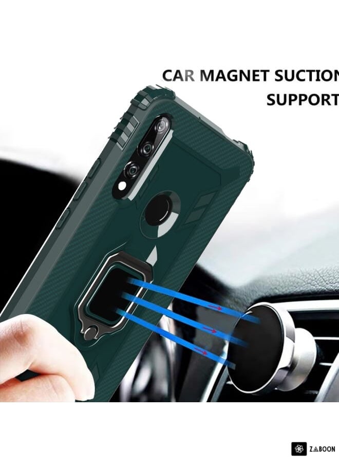 Zaboon - Protective Case Cover For Huawei P Smart Z Carbon Fiber Protective Case with 360 Degree Rotating Ring Holder - Image 1