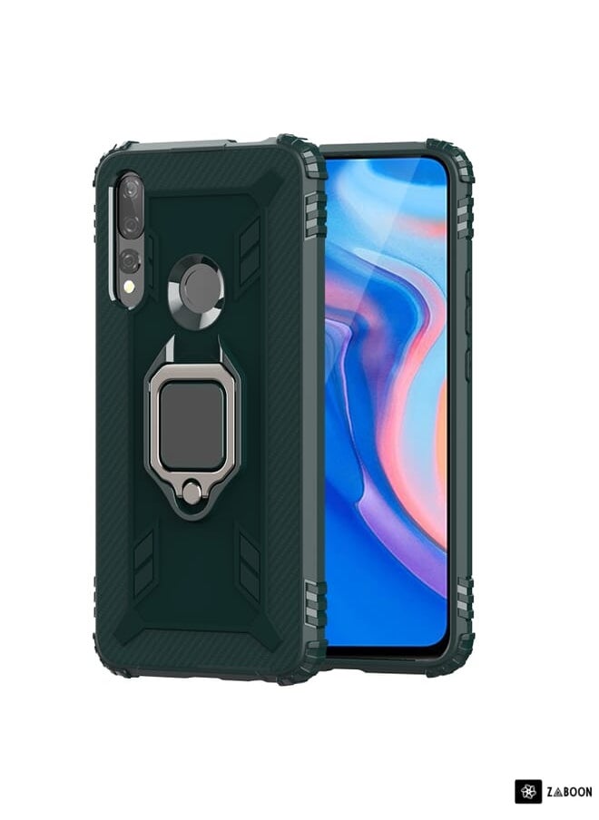 Zaboon - Protective Case Cover For Huawei P Smart Z Carbon Fiber Protective Case with 360 Degree Rotating Ring Holder - Image 1