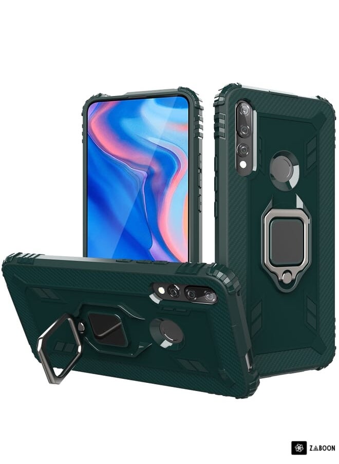 Zaboon - Protective Case Cover For Huawei P Smart Z Carbon Fiber Protective Case with 360 Degree Rotating Ring Holder - Image 1
