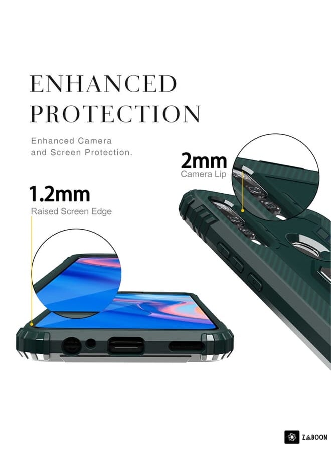 Zaboon - Protective Case Cover For Huawei P Smart Z Carbon Fiber Protective Case with 360 Degree Rotating Ring Holder - Image 1